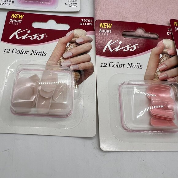Kiss Glue on Nails Cosmetic Bag Cream Pink Nail File Lot of 7 NEW - Picture 3 of 10